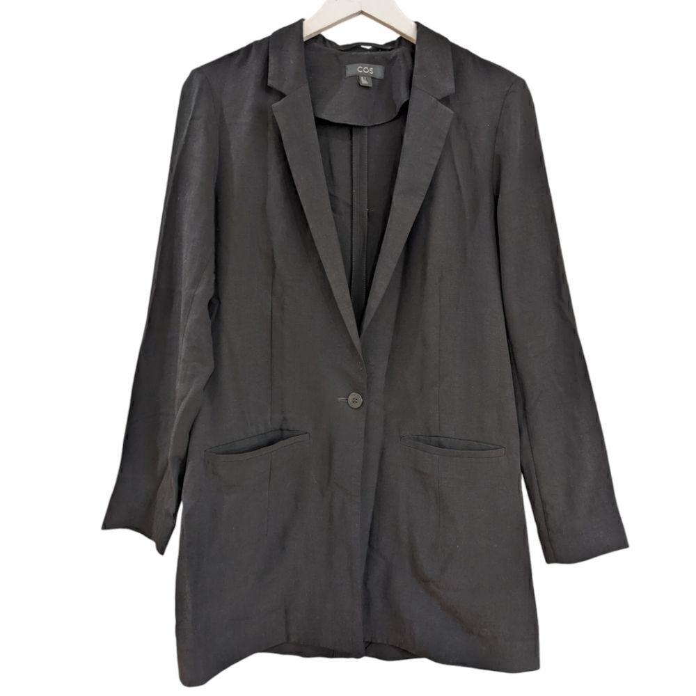 COS Womens' Oversized Fit Single Button Lyocell Lightweight Blazer Black Size 4